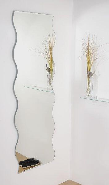 Zrcadlo 4 mm 50 x 150 cm vlnka vlna fazeta 10mm krátké hrany závěsy JOKER